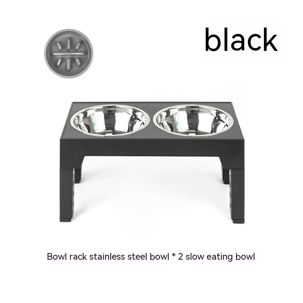 KFX-1410237 Adjustable Slow Feeding Bowl Rack with Stainless Steel Dog Bowls for Neck Protection