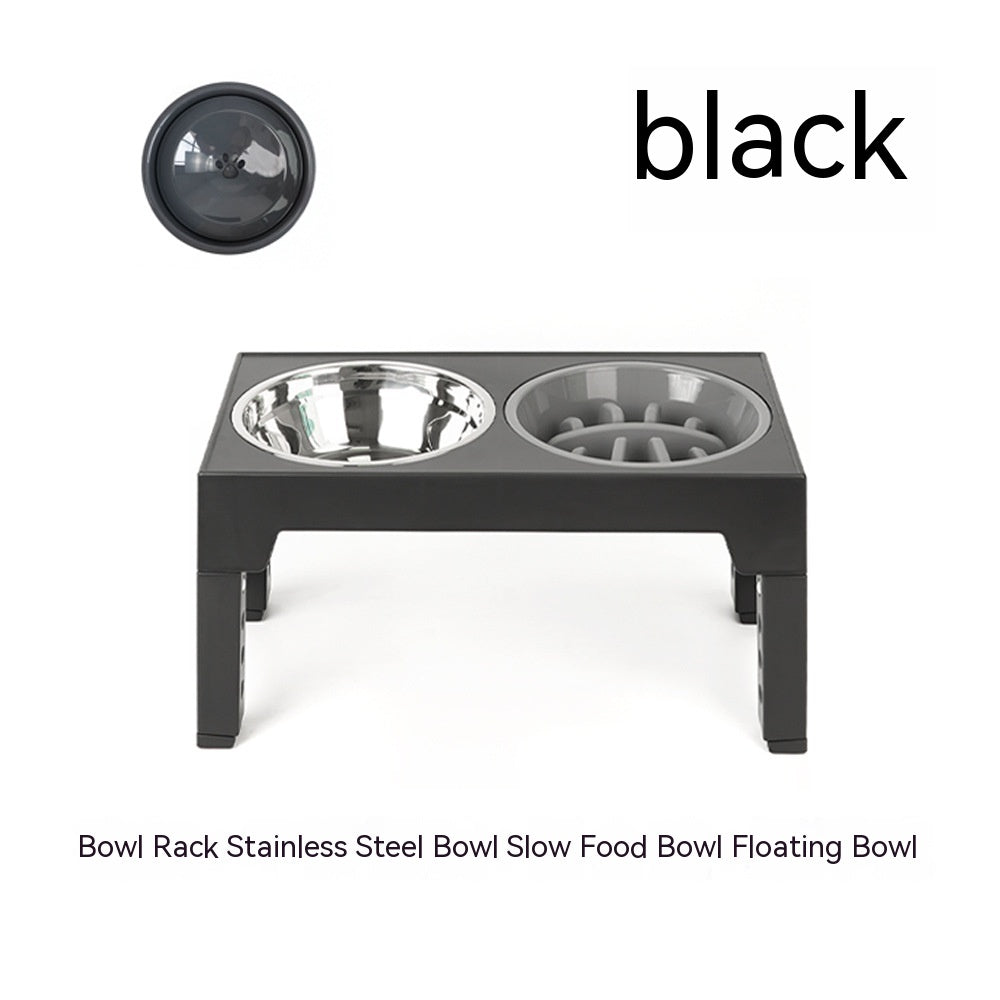 KFX-1410237 Adjustable Slow Feeding Bowl Rack with Stainless Steel Dog Bowls for Neck Protection