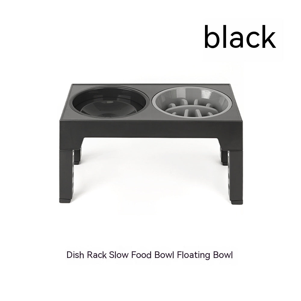KFX-1410237 Adjustable Slow Feeding Bowl Rack with Stainless Steel Dog Bowls for Neck Protection