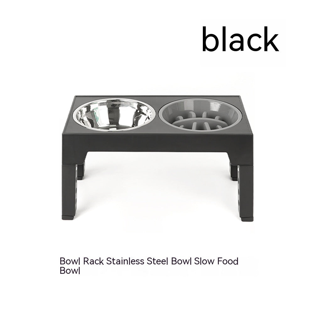 KFX-1410237 Adjustable Slow Feeding Bowl Rack with Stainless Steel Dog Bowls for Neck Protection