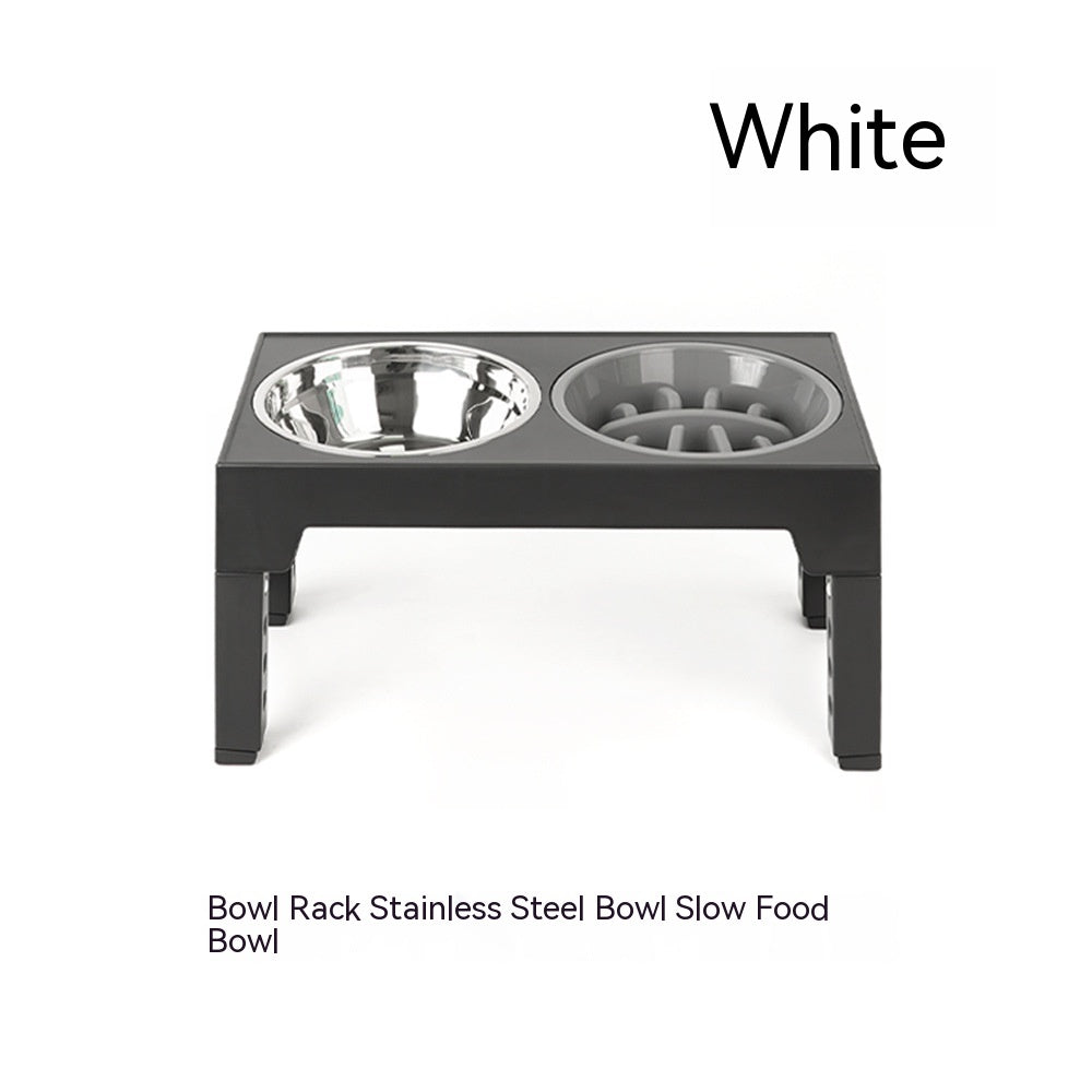 KFX-1410237 Adjustable Slow Feeding Bowl Rack with Stainless Steel Dog Bowls for Neck Protection