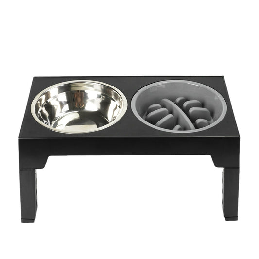 KFX-1410237 Adjustable Slow Feeding Bowl Rack with Stainless Steel Dog Bowls for Neck Protection