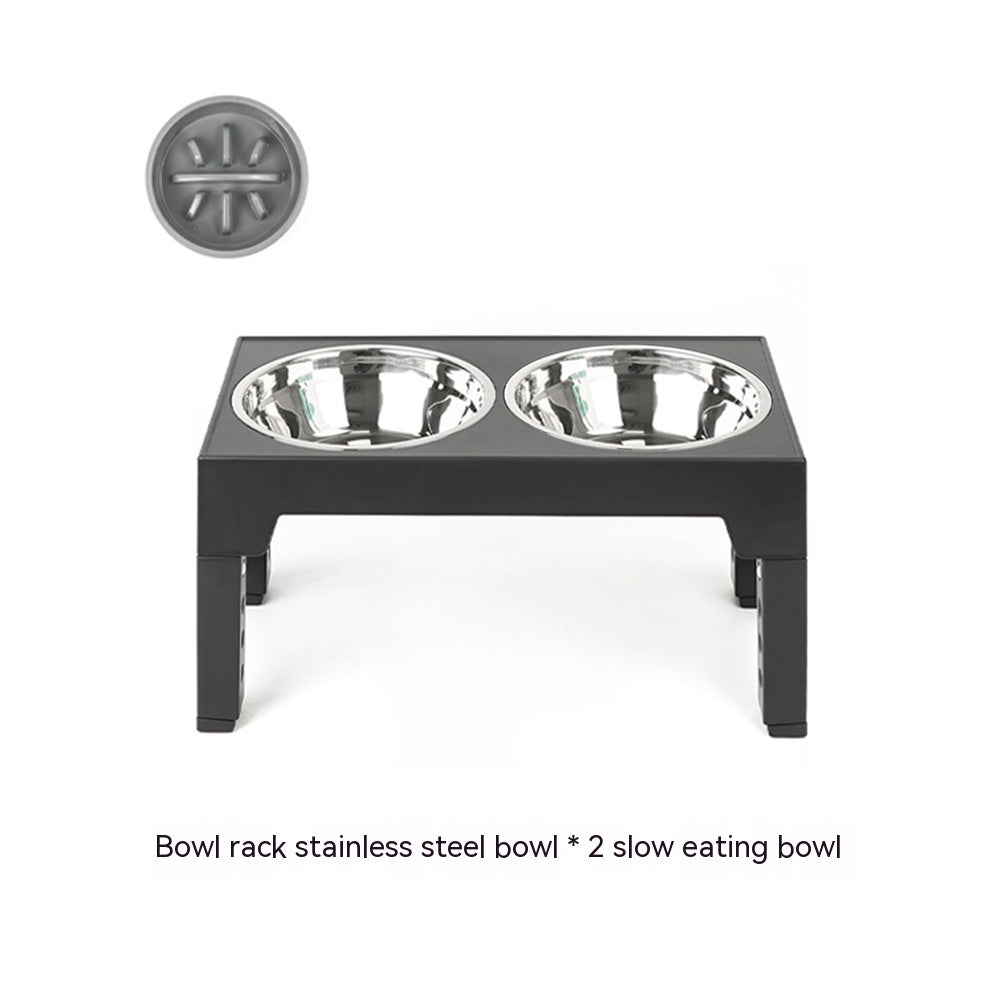 KFX-1410237 Adjustable Slow Feeding Bowl Rack with Stainless Steel Dog Bowls for Neck Protection