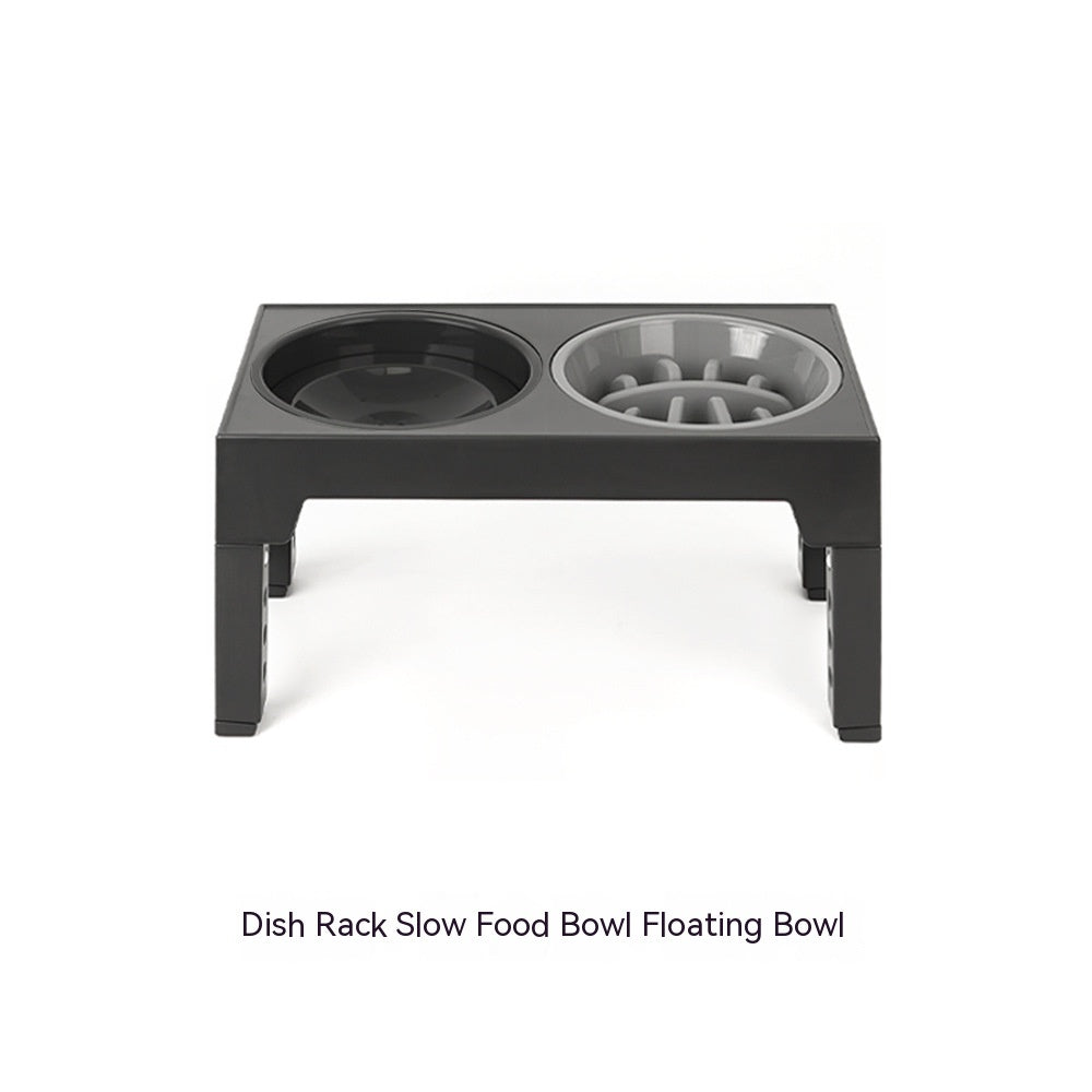 KFX-1410237 Adjustable Slow Feeding Bowl Rack with Stainless Steel Dog Bowls for Neck Protection