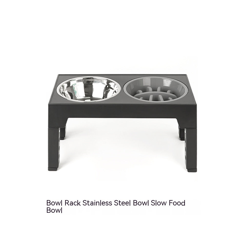 KFX-1410237 Adjustable Slow Feeding Bowl Rack with Stainless Steel Dog Bowls for Neck Protection