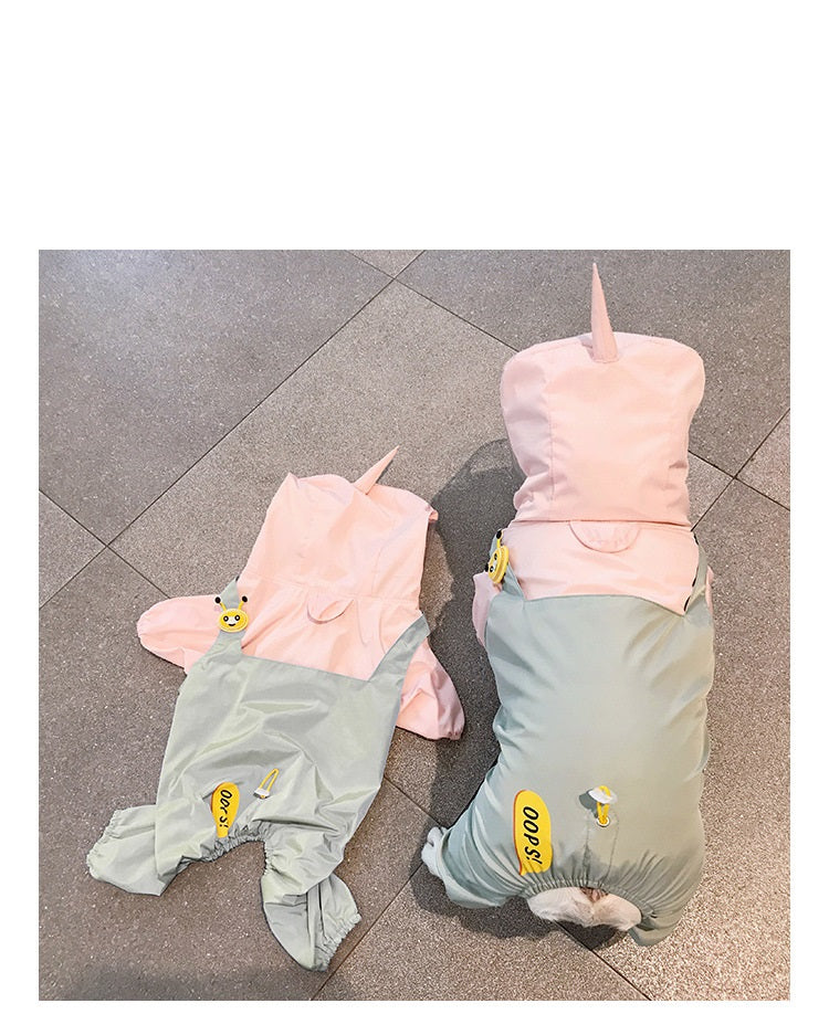 KFX-1411645 Four Foot Waterproof Raincoat for Small and Medium-Sized Dogs, Breathable Fabric with Unique Design
