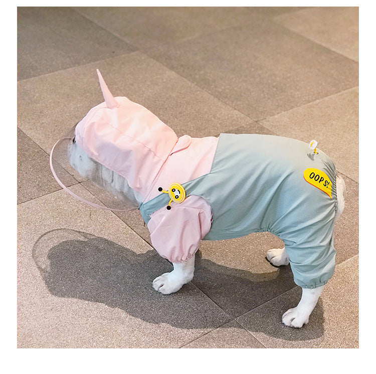 KFX-1411645 Four Foot Waterproof Raincoat for Small and Medium-Sized Dogs, Breathable Fabric with Unique Design