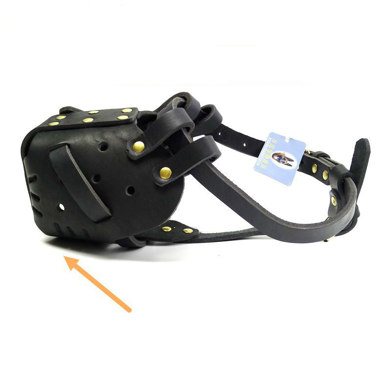 KFX-1412669 Durable Cowhide Basket Dog Muzzle for Medium and Large Breeds