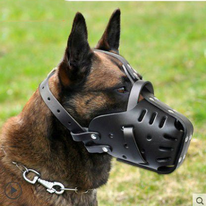 KFX-1412669 Durable Cowhide Basket Dog Muzzle for Medium and Large Breeds