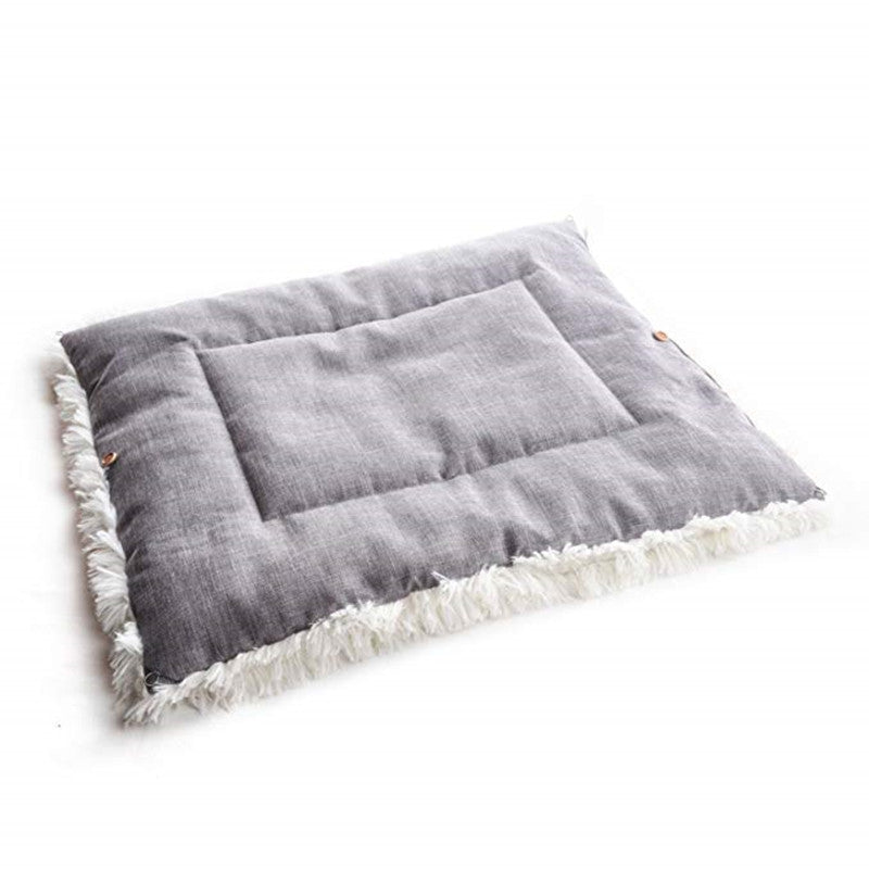 KFX-1414077 Cozy South Korean Velvet Cat Bed with Soft Cushion in White and Grey, 61x51CM