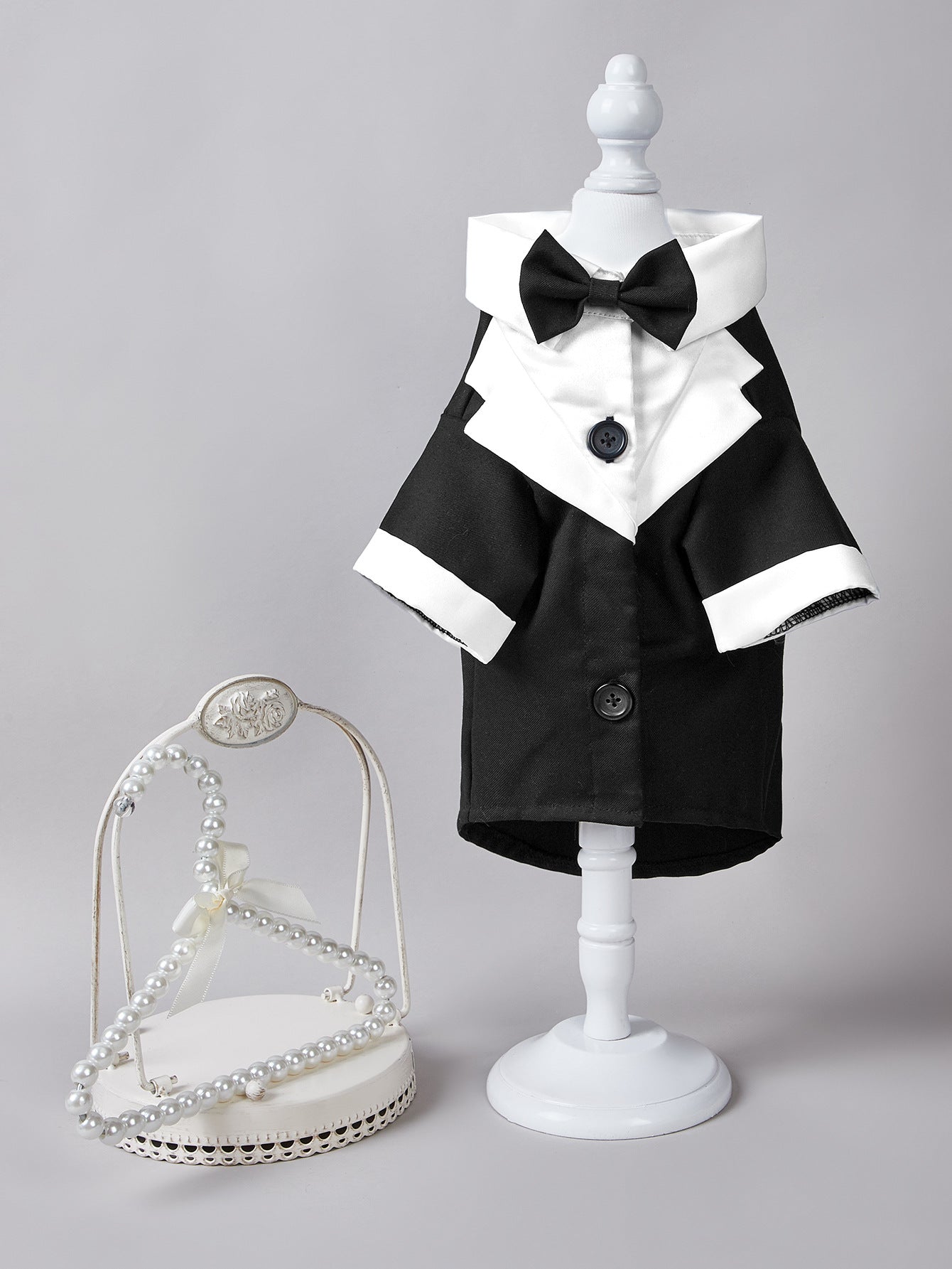 KFX-1414589 Gentleman Four-Legged Suit Wedding Dress for Pets - Black, Gray, Dark Blue, Sizes XS-XL