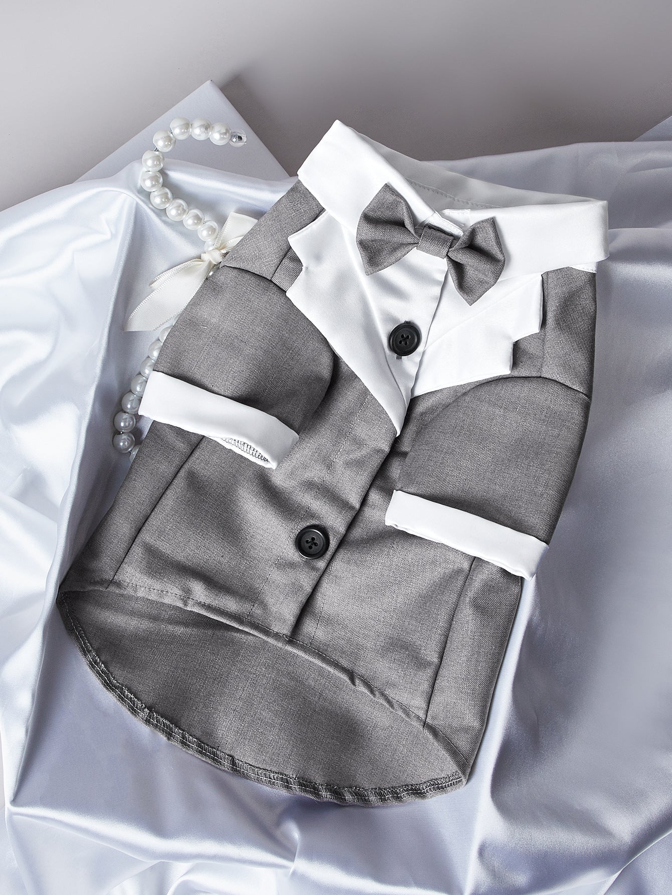 KFX-1414589 Gentleman Four-Legged Suit Wedding Dress for Pets - Black, Gray, Dark Blue, Sizes XS-XL