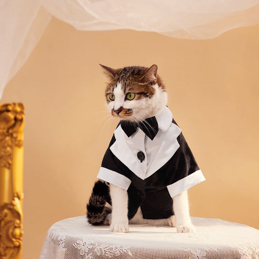 KFX-1414589 Gentleman Four-Legged Suit Wedding Dress for Pets - Black, Gray, Dark Blue, Sizes XS-XL