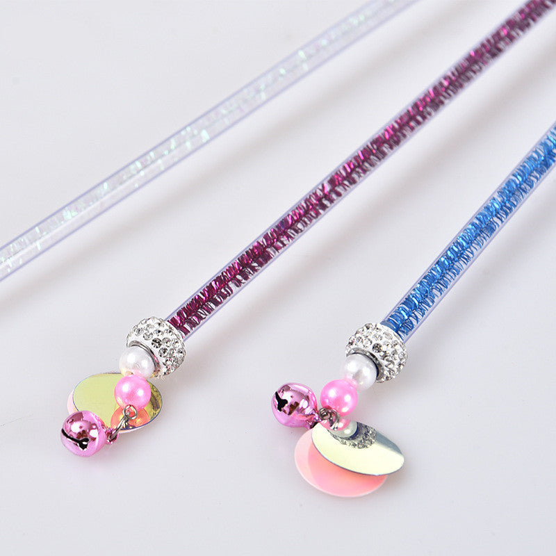 KFX-1414845 Tricolor Bell Tassel Cat Ticker Stick - PVC Fairy Wand Toy, 31CM