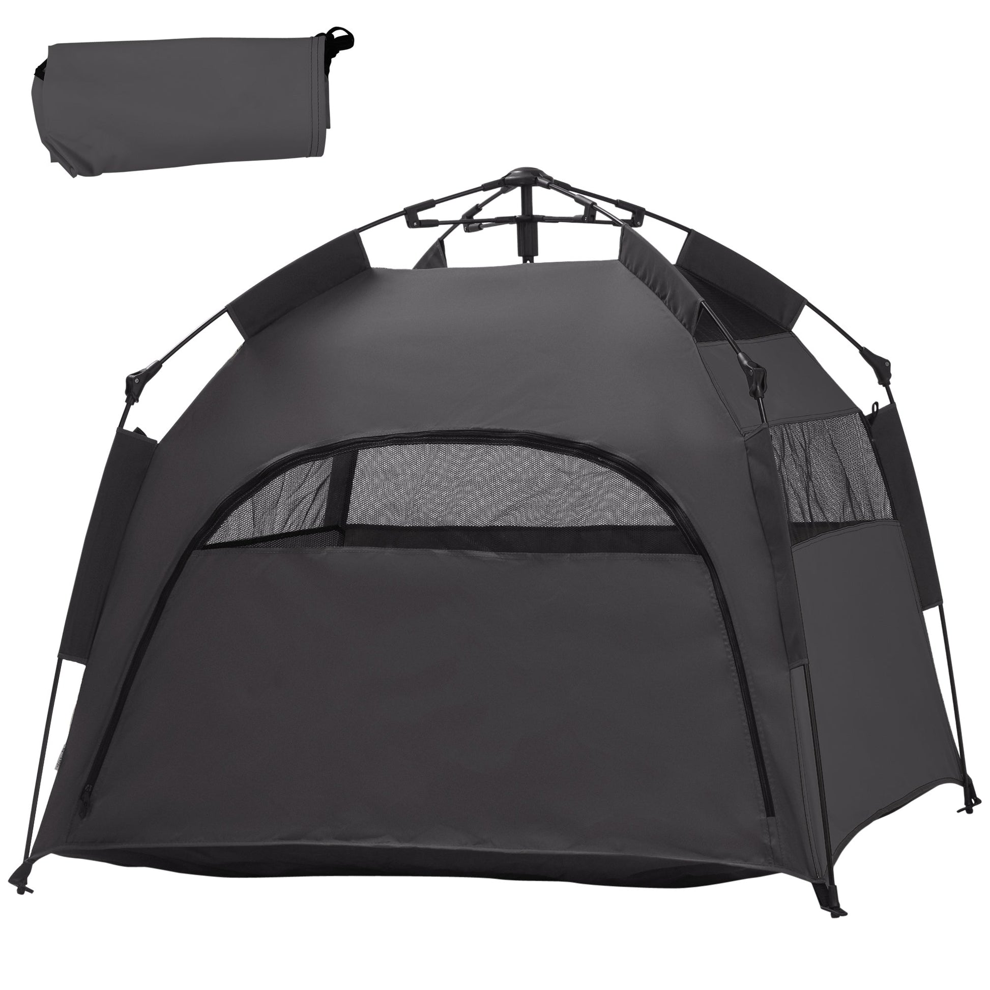 KFX-1415485 Portable Pop Up Dog Tent for Large and Extra Large Dogs, Dark Gray, Includes Carry Bag & Ground Pegs