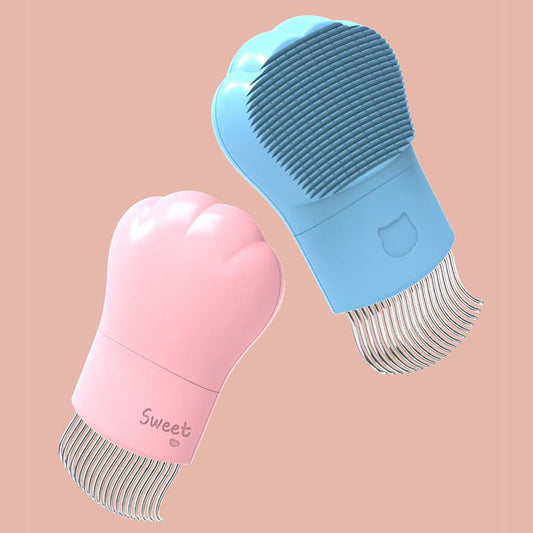KFX-1415613 Dual-Purpose Cat Tongue Comb - Pet Hair Removal Tool in Blue and Pink
