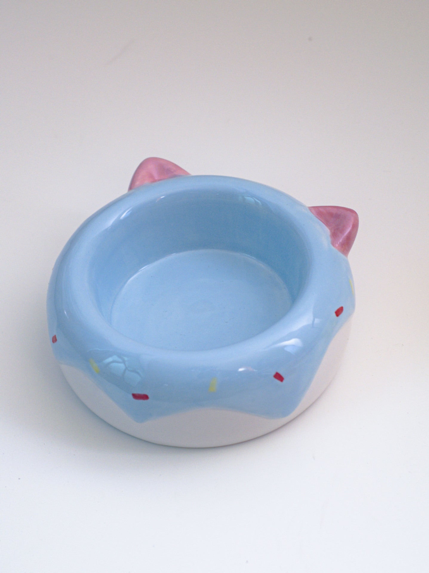 KFX-1415997 Cute Cartoon Ceramic Pet Bowl - Lion, Sheep, Panda, Blue Donut, Yellow Donut Design