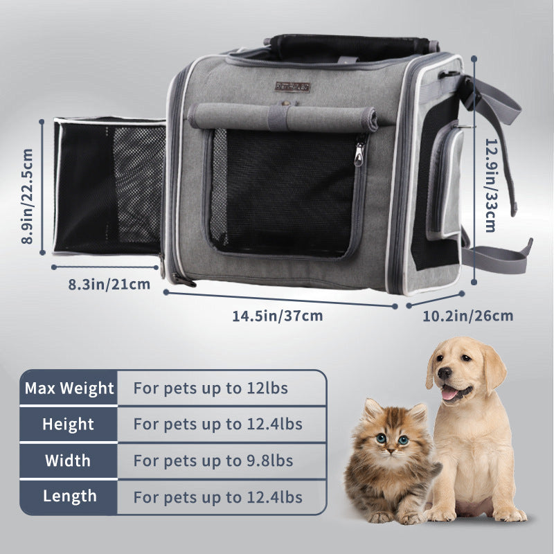 KFX-1416253 Pet Bicycle Basket Front Bag for Dogs - Gray and Blue Polyester Design