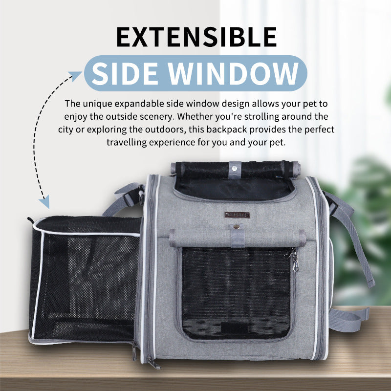 KFX-1416253 Pet Bicycle Basket Front Bag for Dogs - Gray and Blue Polyester Design