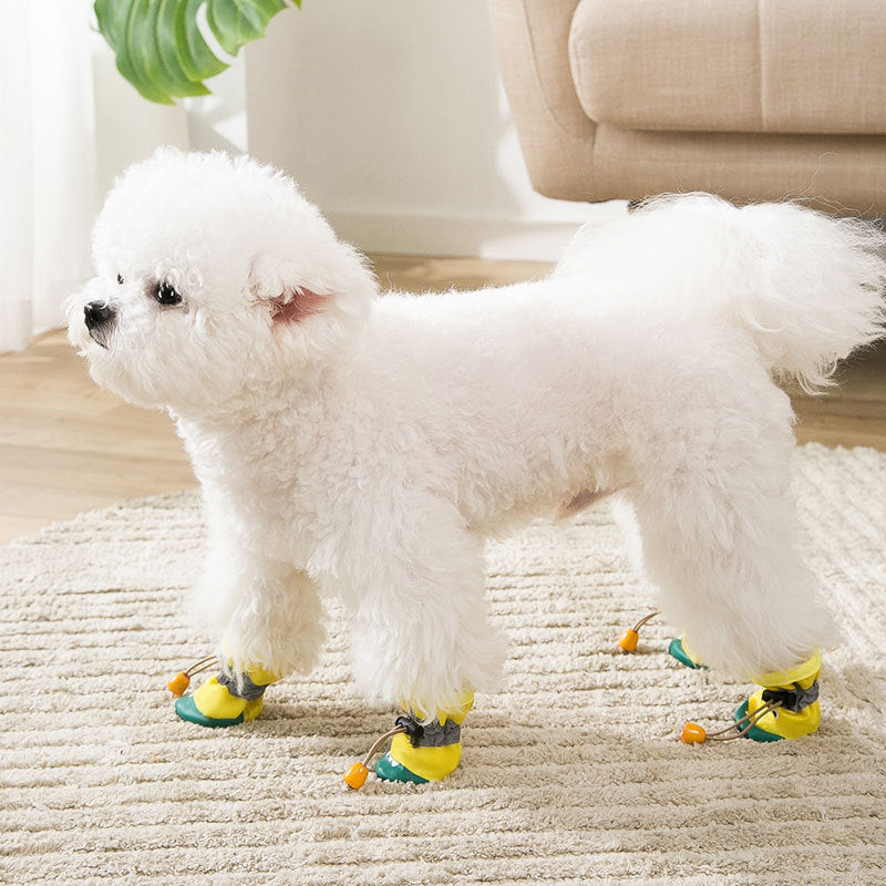KFX-1416637 Crocodile Shaped Soft Sole Shoes for Kittens - Waterproof, Adjustable, Anti-Slip, Plush Comfortable Cotton - Pack of 4
