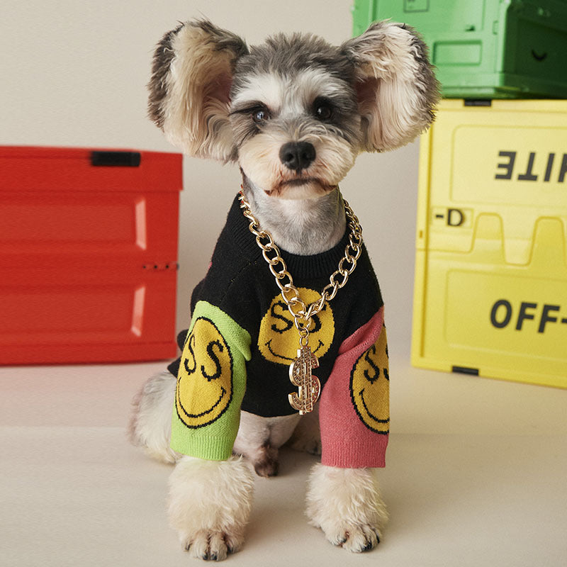 KFX-1417789 Stylish Knitted Dog Sweater for Autumn and Winter - Cozy Knitwear for Small Breeds