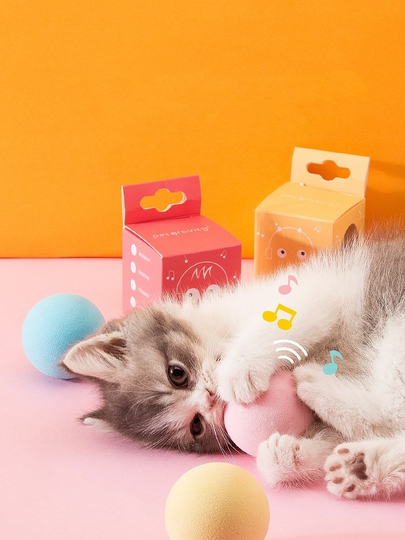 KFX-1418429 Mint Cat Sound Toy - Bite-Resistant, Interactive Catnip Ball for Kittens - Touch-Activated Sound Simulation