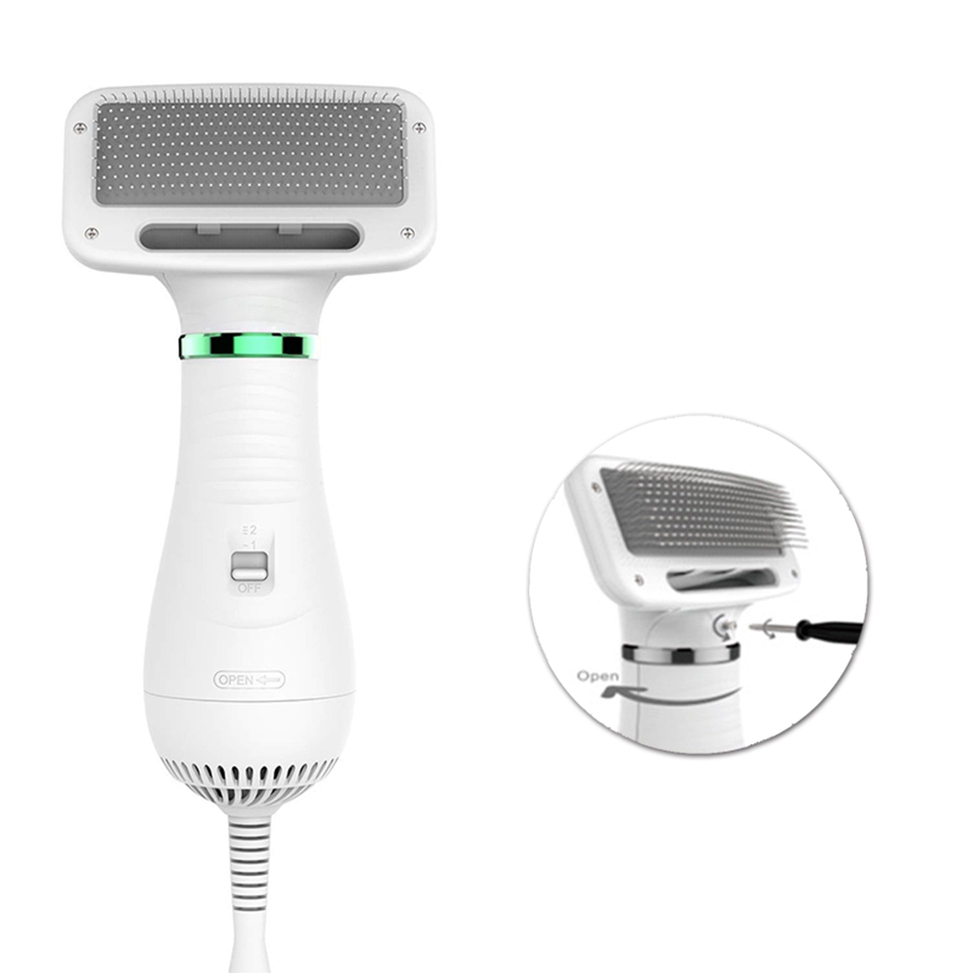 KFX-1421373 All-in-One Pet Hair Brush and Dryer with Adjustable Air Settings for Cats and Dogs