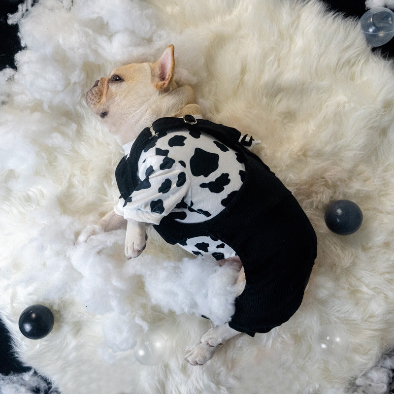 KFX-1423933 Warm Autumn and Winter Two-Piece Dog Overalls in Cow and Tiger Patterns