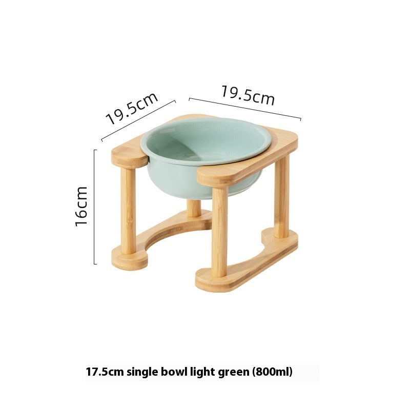 KFX-1425725 Elevated Double Bowl Ceramic Pet Feeding Station with Non-slip Mat and Various Color Options