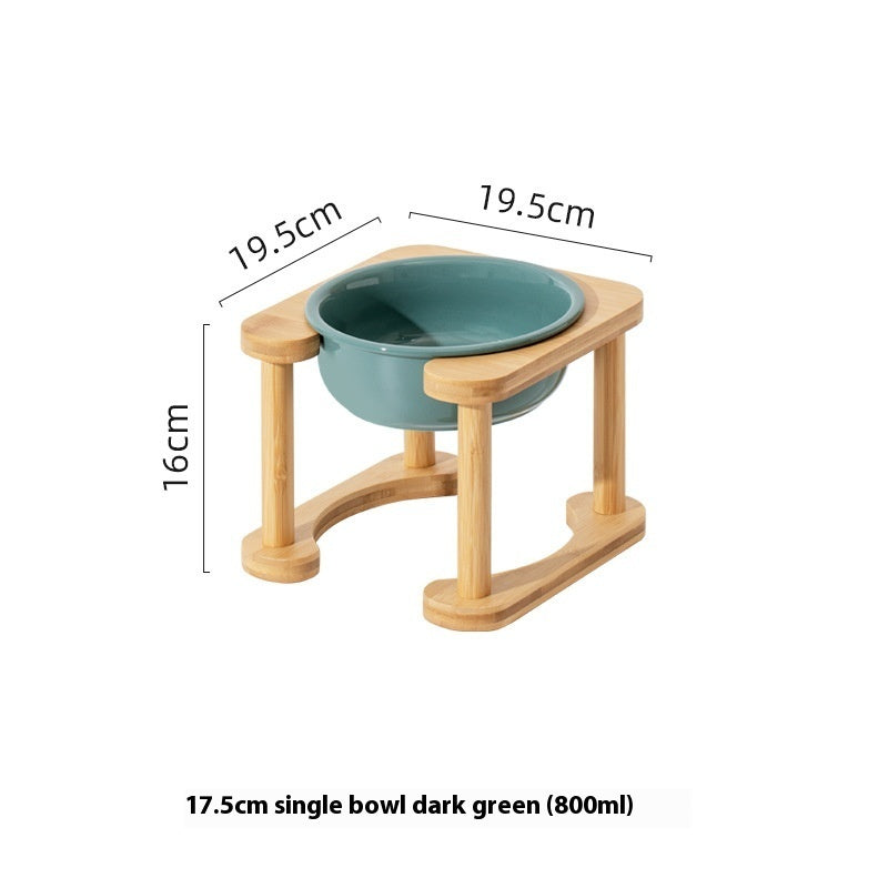 KFX-1425725 Elevated Double Bowl Ceramic Pet Feeding Station with Non-slip Mat and Various Color Options