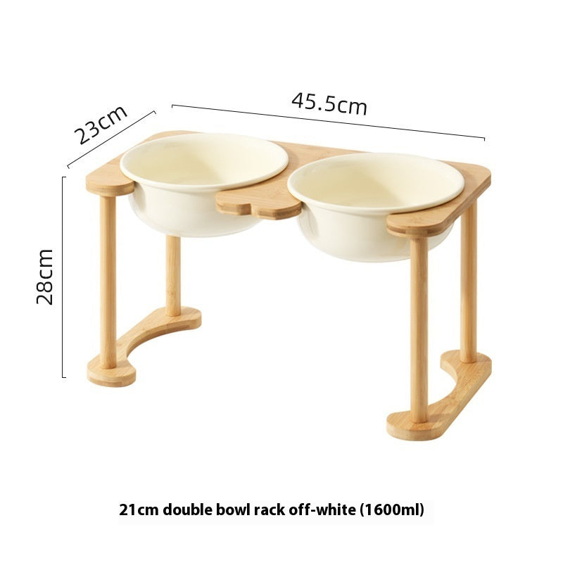 KFX-1425725 Elevated Double Bowl Ceramic Pet Feeding Station with Non-slip Mat and Various Color Options
