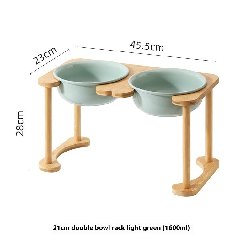 KFX-1425725 Elevated Double Bowl Ceramic Pet Feeding Station with Non-slip Mat and Various Color Options
