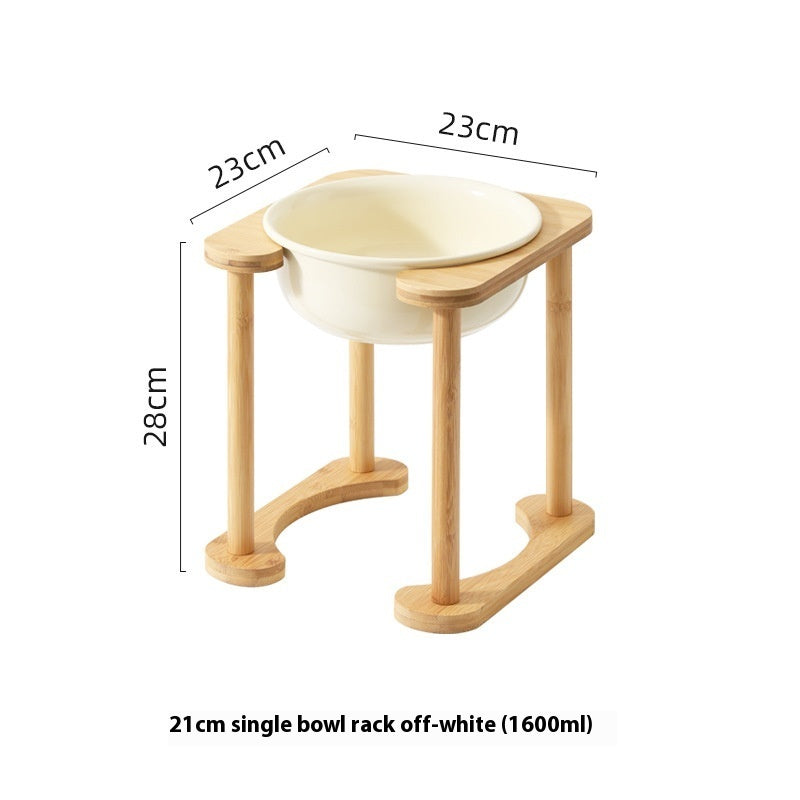 KFX-1425725 Elevated Double Bowl Ceramic Pet Feeding Station with Non-slip Mat and Various Color Options