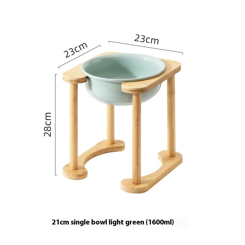 KFX-1425725 Elevated Double Bowl Ceramic Pet Feeding Station with Non-slip Mat and Various Color Options