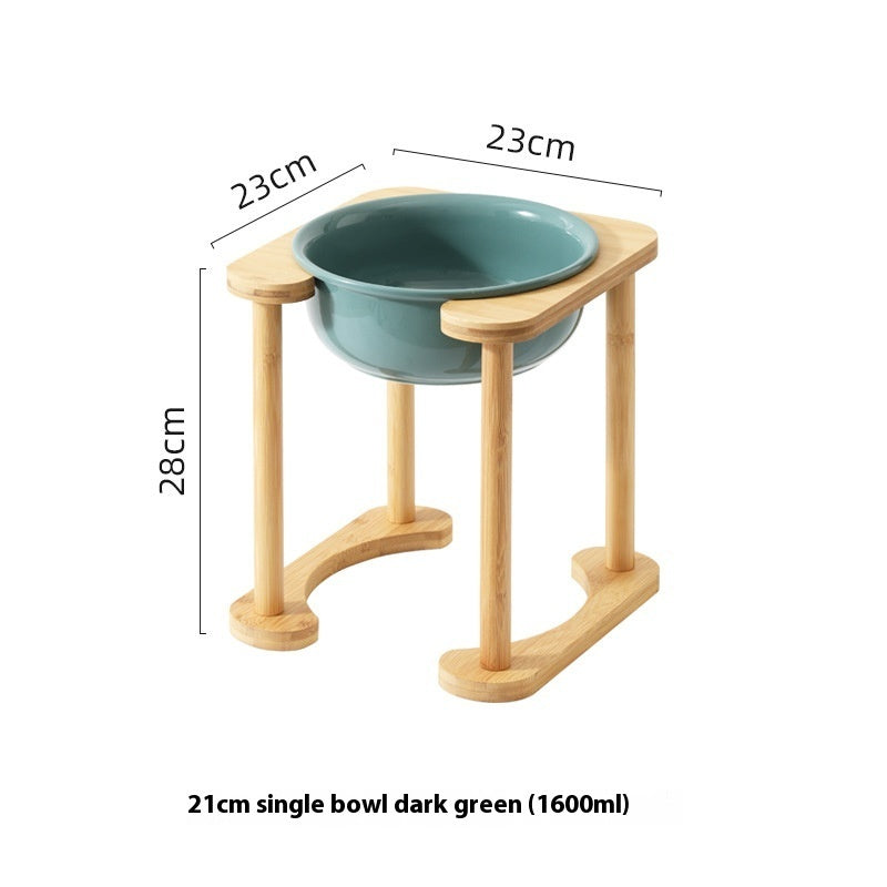 KFX-1425725 Elevated Double Bowl Ceramic Pet Feeding Station with Non-slip Mat and Various Color Options