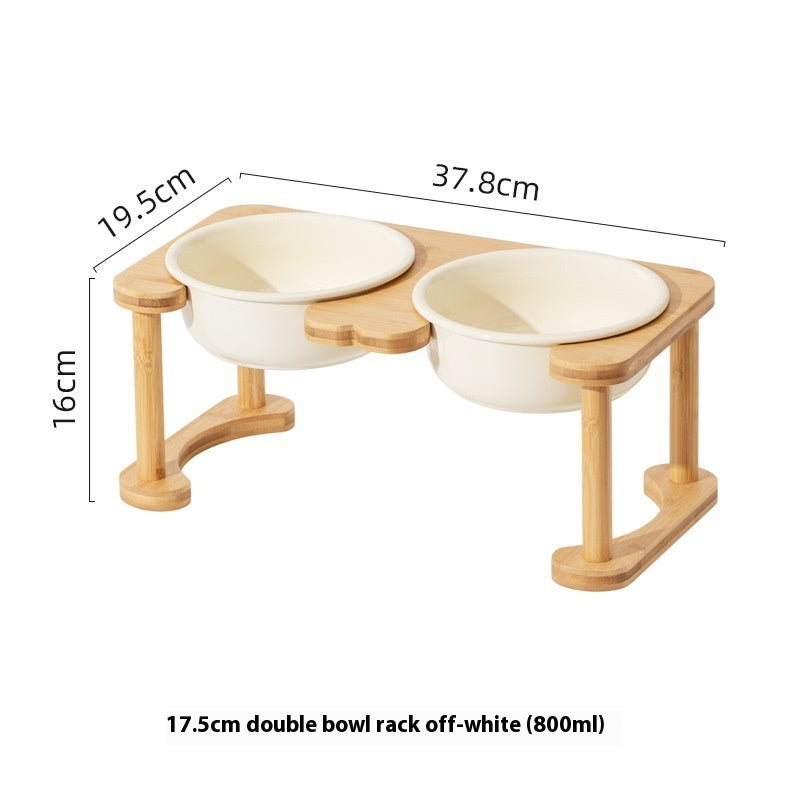 KFX-1425725 Elevated Double Bowl Ceramic Pet Feeding Station with Non-slip Mat and Various Color Options