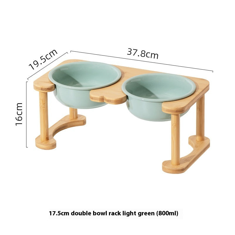 KFX-1425725 Elevated Double Bowl Ceramic Pet Feeding Station with Non-slip Mat and Various Color Options