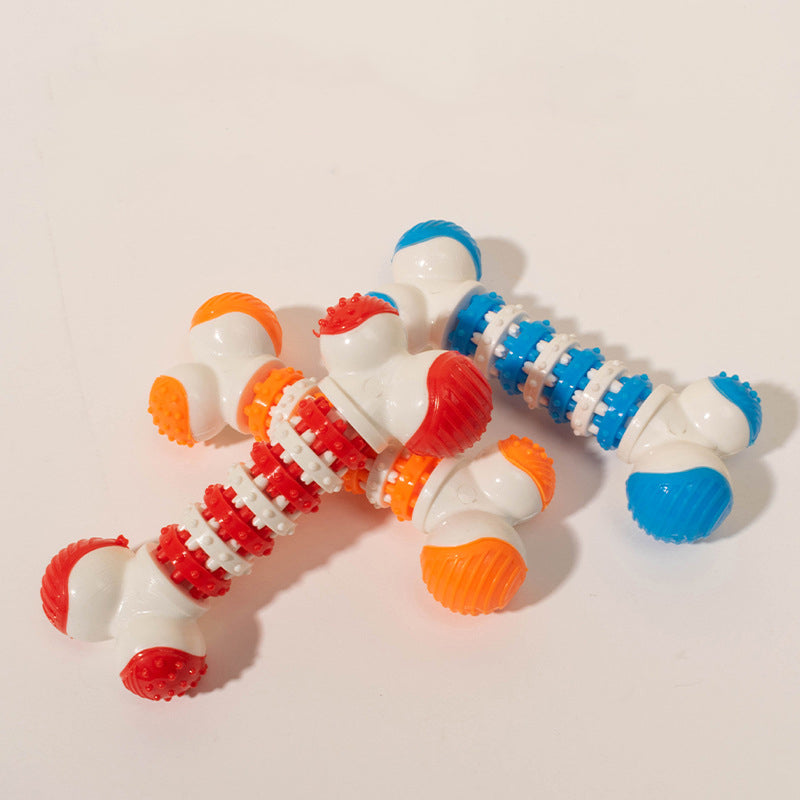 KFX-1428797 Bone-Shaped Interactive Dog Toy for Small Breeds - Chewable Teething Toy with Treat Holder for Training and Play