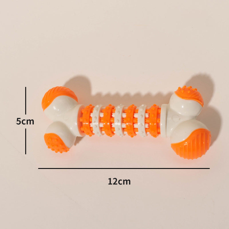 KFX-1428797 Bone-Shaped Interactive Dog Toy for Small Breeds - Chewable Teething Toy with Treat Holder for Training and Play