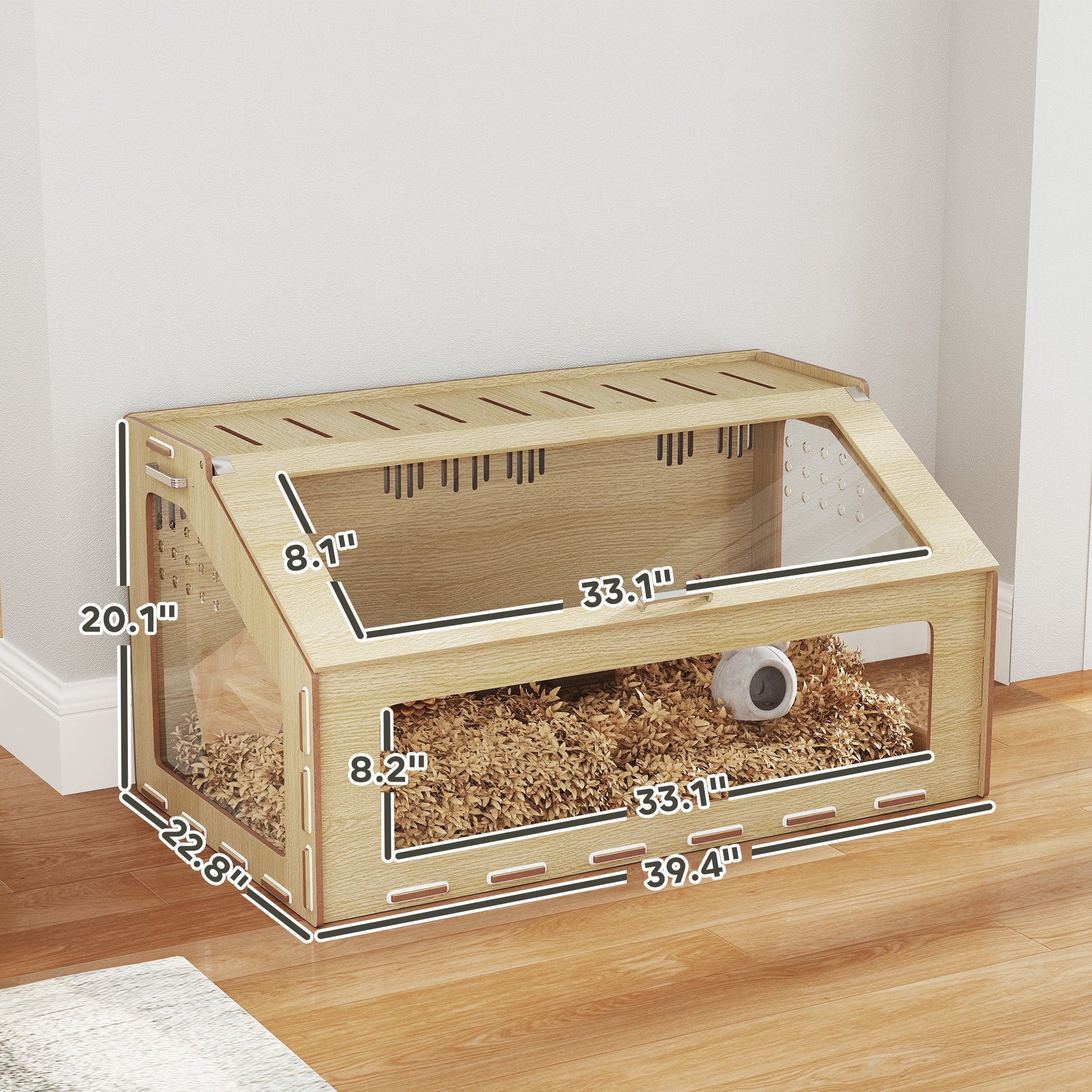 KFX-1429181 39 Inch Hamster Cage Habitat with Acrylic Windows and Openable Top for Small Pets