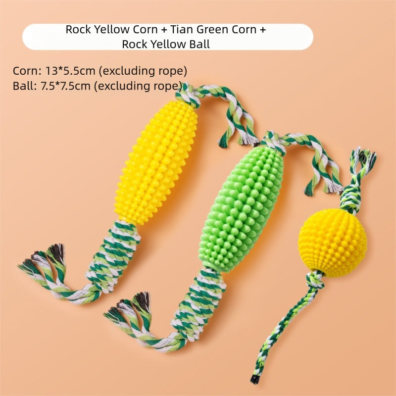 KFX-1430077 Corn & Ball Dog Chew Toy Set for Teething Relief and Dental Health