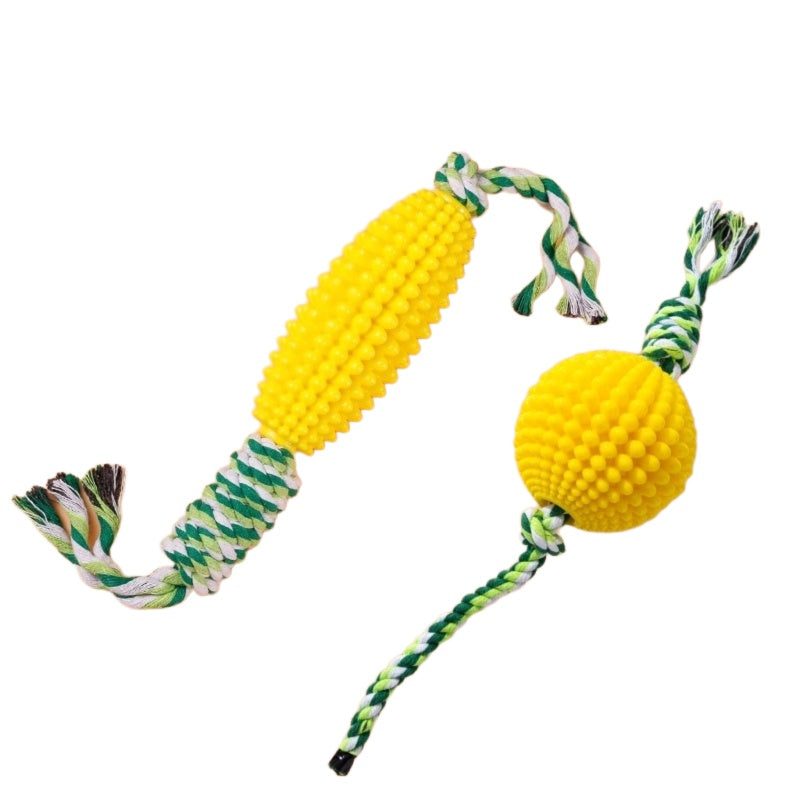 KFX-1430077 Corn & Ball Dog Chew Toy Set for Teething Relief and Dental Health