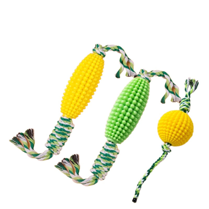 KFX-1430077 Corn & Ball Dog Chew Toy Set for Teething Relief and Dental Health