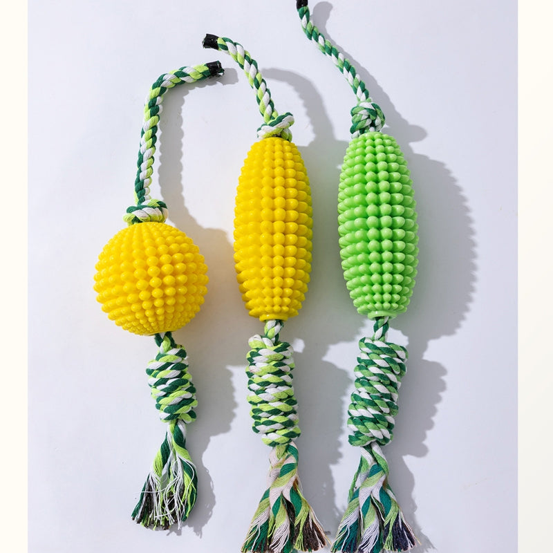 KFX-1430077 Corn & Ball Dog Chew Toy Set for Teething Relief and Dental Health