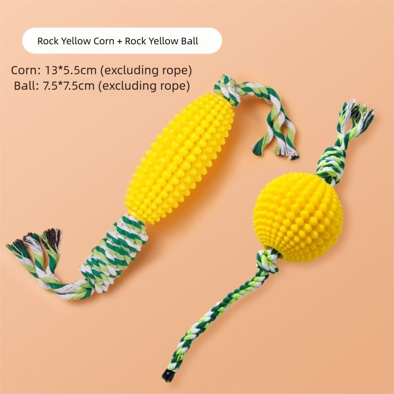 KFX-1430077 Corn & Ball Dog Chew Toy Set for Teething Relief and Dental Health