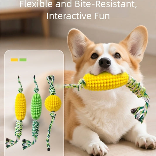 KFX-1430077 Corn & Ball Dog Chew Toy Set for Teething Relief and Dental Health