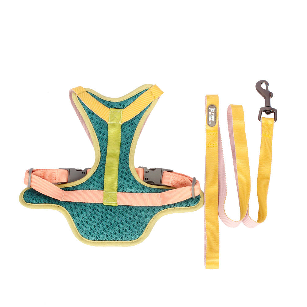 KFX-1430589 Colourful Cloth Harness and Leash Set for Pets with Adjustable Sizes XS to XL