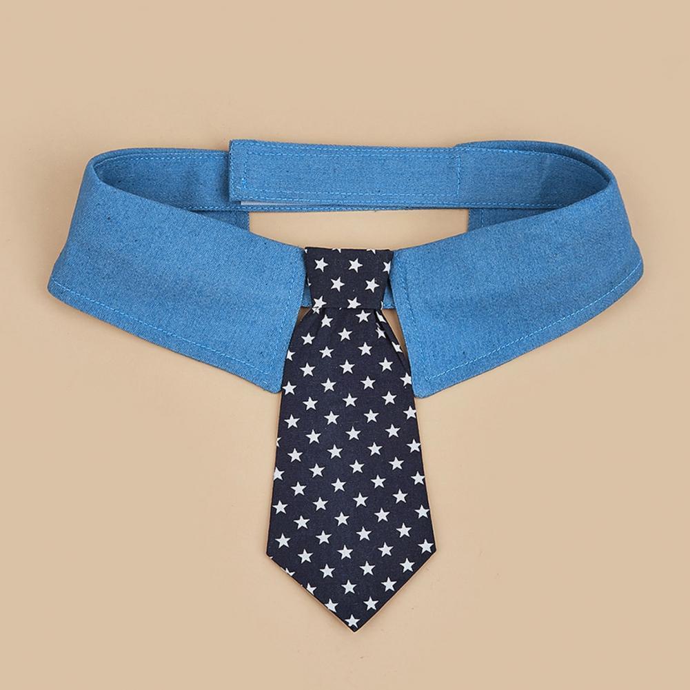 KFX-1432765 Adjustable Denim Pet Collar with Star Pattern - Comfortable Necktie for Special Occasions
