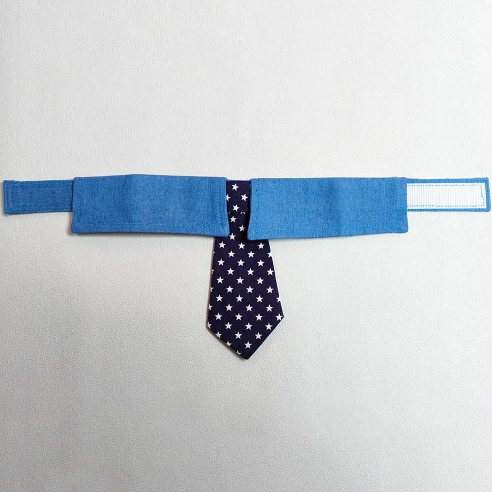 KFX-1432765 Adjustable Denim Pet Collar with Star Pattern - Comfortable Necktie for Special Occasions