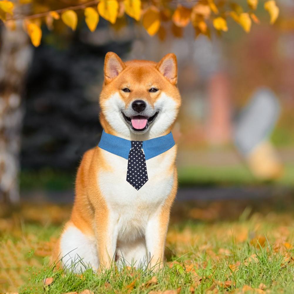 KFX-1432765 Adjustable Denim Pet Collar with Star Pattern - Comfortable Necktie for Special Occasions